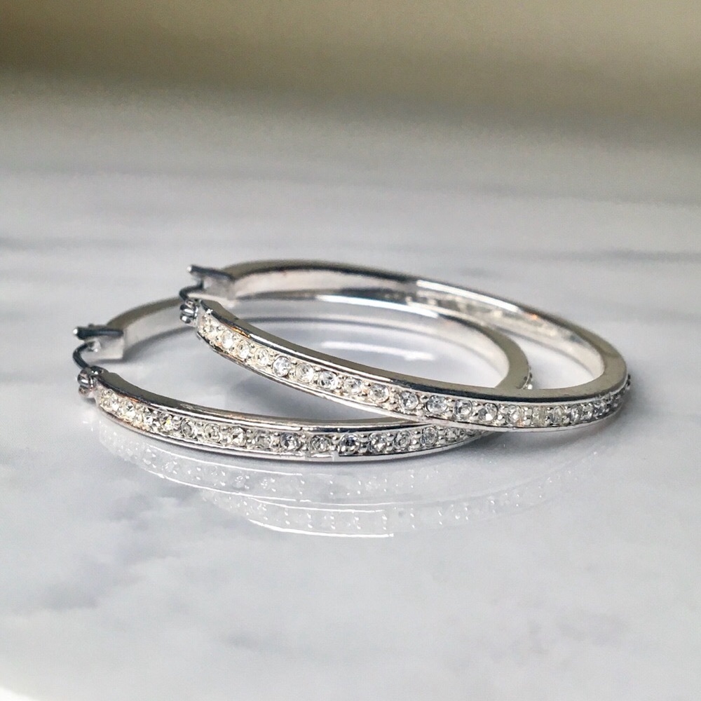 CZ Silver Hoop Earrings